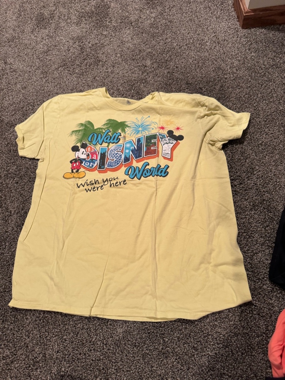 Disney Yellow Walt Disney World Graphic Tee with Multicolor Print